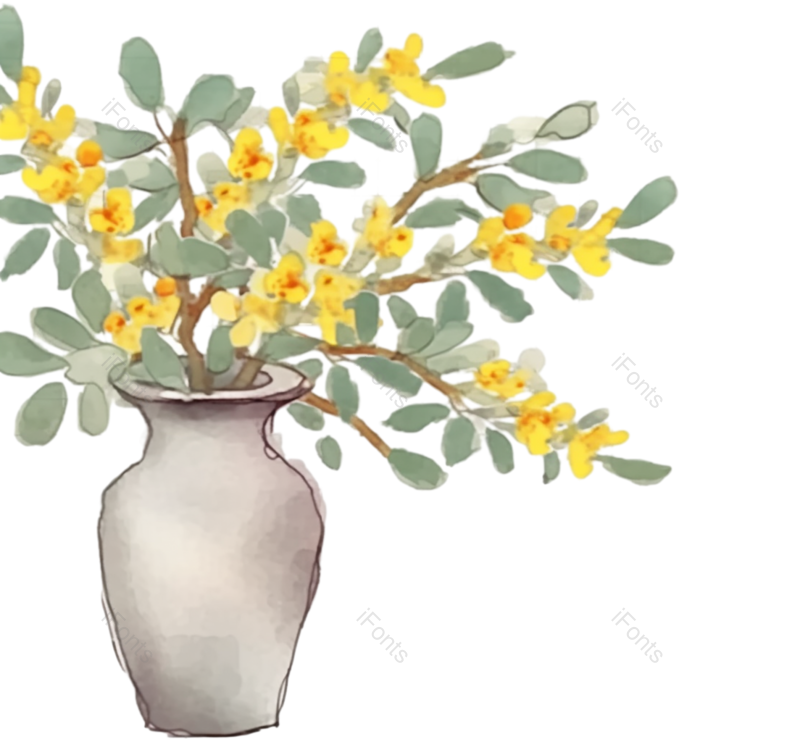 清新图片,秋天元素,黄色的花PNG,插画免抠素材